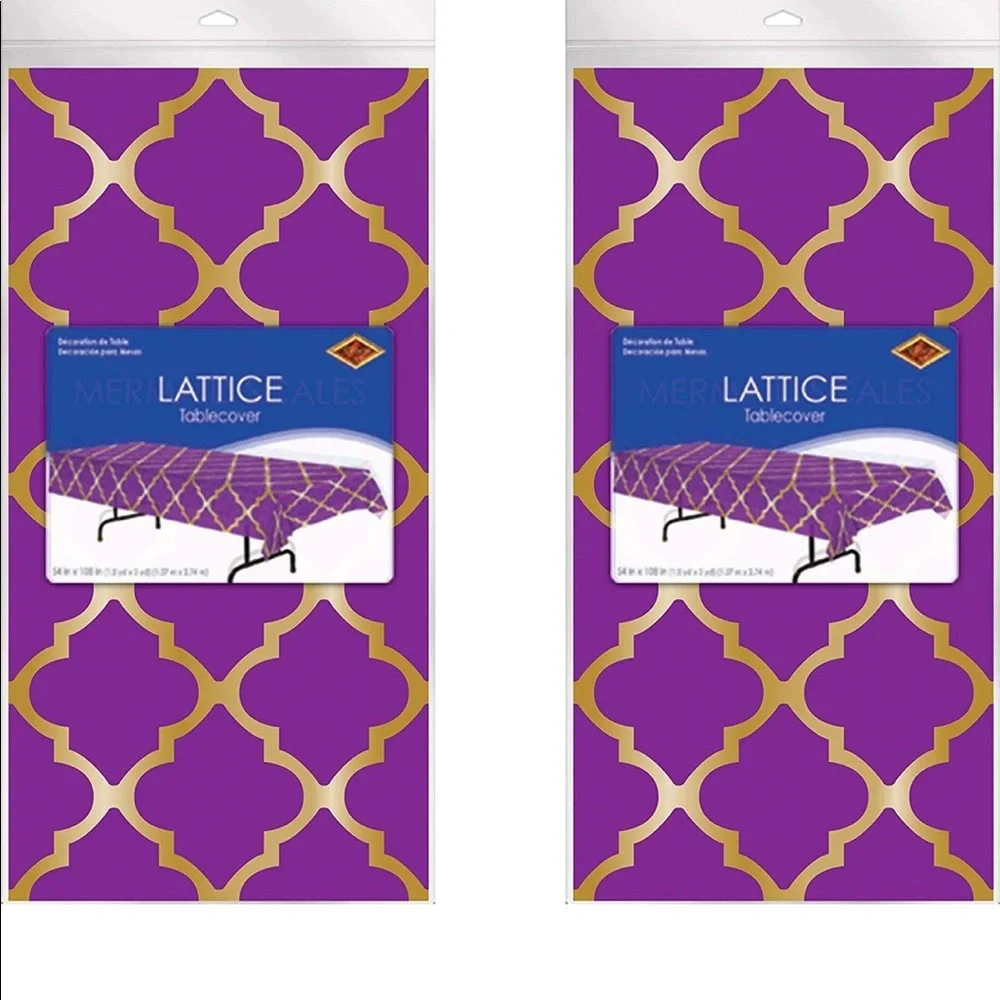 🆕Purple & gold lattice tablecloth Arabian nights